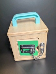 Busy Box Wooden Toddler Developmental Toy Latches & Locks Montessori
