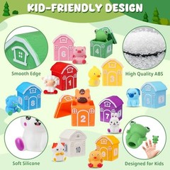 Montessori Toys for Toddlers, 20Pcs Farm Animal Toy Counting, Barn Set