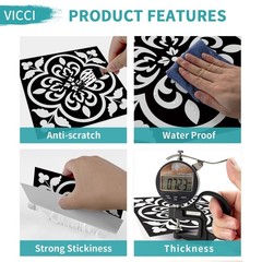 VICCI 24pcs Floor Tile Decals Peel and Stick Backsplash Wall Tiles Stickers 7…