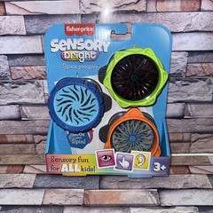 Fisher Price Sensory Bright Spinnyscopes for Ages 3 Pieces Blue Green Orange