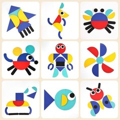 Pattern Blocks with Iron Box, Wooden, 96pcs | for Kids 3+, Montessori Learnin…