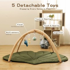 Green Leaf Baby Play Mat 5 Detachable Toys Learn Play Early Development Unisex