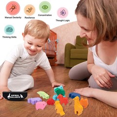 New Children Montessori Wooden Animal Balance Blocks Board Games Toy Dinosaur