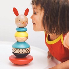 Petit Collage Modern Bunny Wooden Stacking Toy 窶・Solid Wooden Stacking Rings …