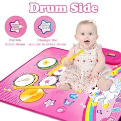 Musical Baby Play Mat for 1 Year Old – 3-in-1 Piano Drum Unicorn Toy – Gifts for