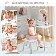 TOLEAD Kids Vanity Table and Chair Set, Kids Vanity with Lights, Princess Mak…