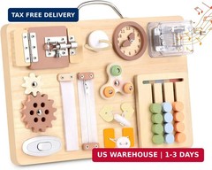 Hoarosall Montessori Busy Board for Toddlers 16-in-1 Wooden Sensory Activity Boa