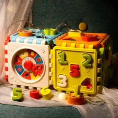Colorful Shape Sorter Clock Geometric Blocks Early Learning Educational Puzzles