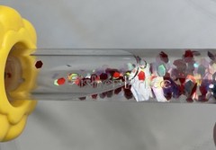 VTG 1988 Fisher Price Water Glitter sensory Tube Plastic Baby Toy Yellow Blue