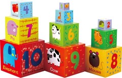 TOWO Wooden Stacking Boxes-Nesting and Sorting Cups Numbers Alphabet Animals …
