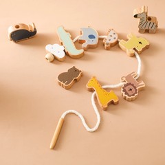 Baby Animal Threading Toys Wooden Stacking Toys Blocks Board Games Wooden