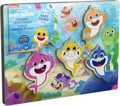 Pinkfong Baby Shark Chunky Musical Wooden Sound Puzzle, Plays Baby Shark Song