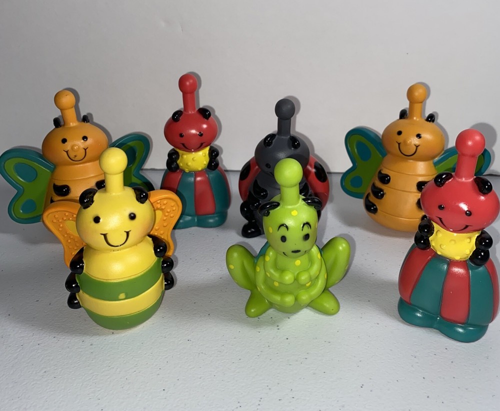 7 Battat JUST B YOU Snug Bugs Colorful Baby Link Snap Together Toys Lot Insects