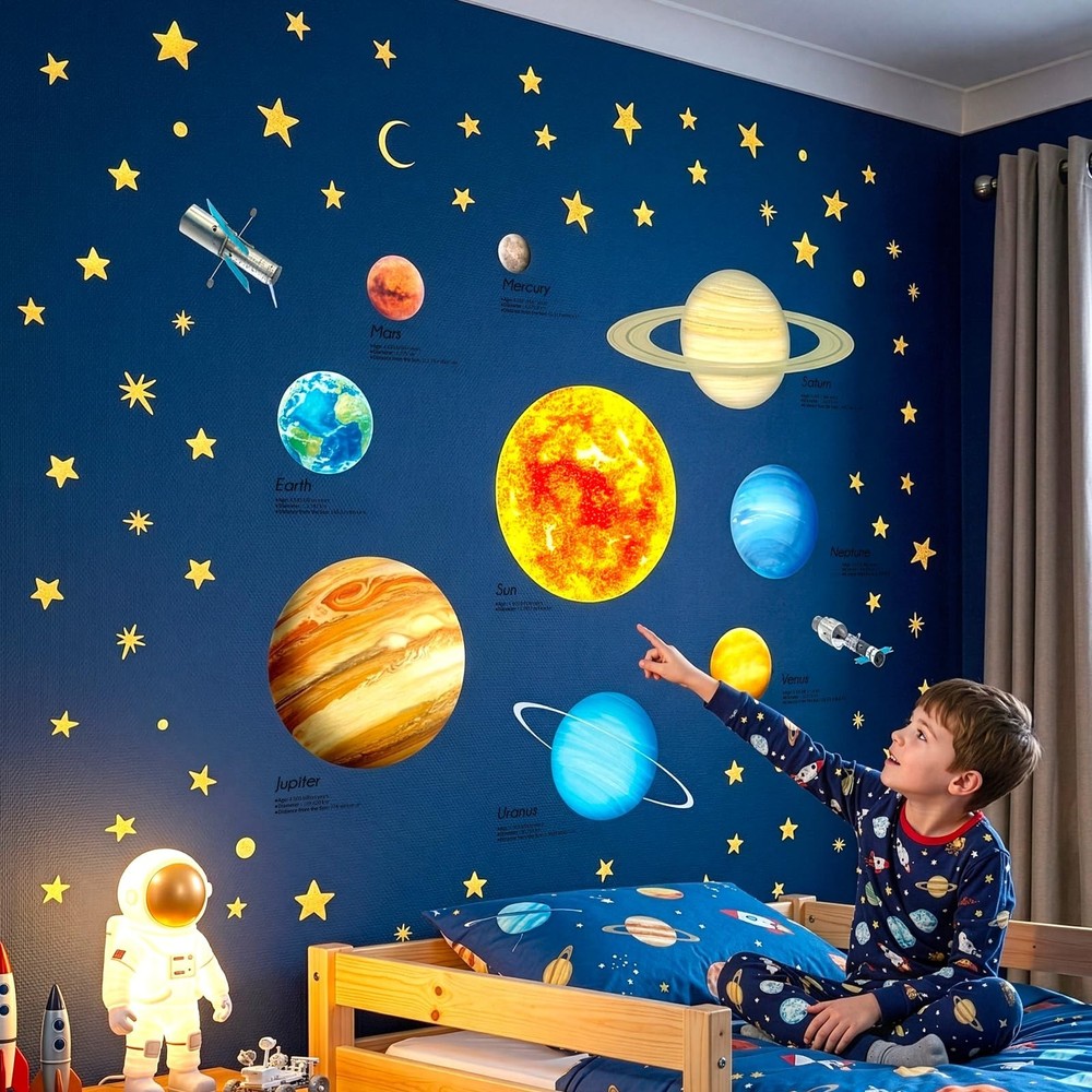 DECOWALL DS9-2007 Solar System Kids Wall Stickers Wall Decals Peel and Stick …