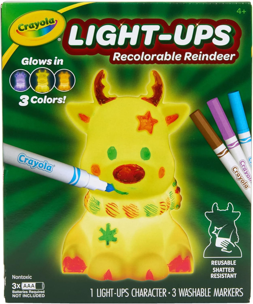 Crayola Light Ups Reindeer, Recolorable Light Up Toy for Kids, Reindeer Decor, G