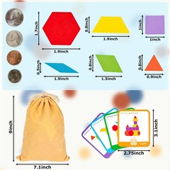 LovesTown 209 PCS Shapes Wooden Pattern Blocks for Kids,Geometric with Activi…