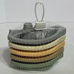 Square Plastic Coaster Set, Multicolor Solid Modern Stackable, 6-Piece