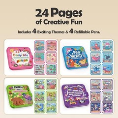Reusable Water Coloring Books for Toddlers 1-3, 4 Pack Magic Water Painting