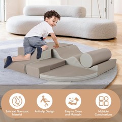 6 in 1 Soft Climb Crawl Playset, Toddler Kid Foam Climber Crawling Climbing Play