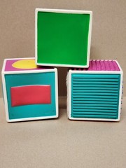 Kaplan Learning Soft Blocks Set of 3 Textures Baby Toy Square Shapes Multicolor