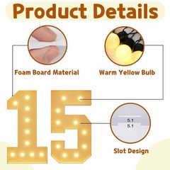 imprsv 4FT Light Up Numbers, Marquee Numbers 15th Birthday Decorations for Gi…