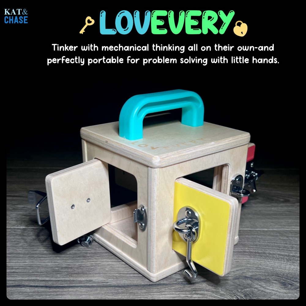 LOVEVERY Wooden Lock Box Latches The Realist Box Montessori Learning Toy D0023