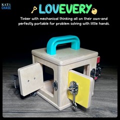 LOVEVERY Wooden Lock Box Latches The Realist Box Montessori Learning Toy D0023