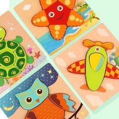 Wooden Animal Traffic Puzzle Educational Learning Toy for Kids Preschool