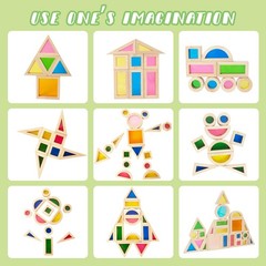 Wood Building Blocks Set for Kids, 32 Pcs Rainbow Stacker Stacking Game Const…