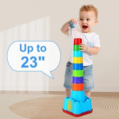 Stacking Cups & Blocks Toy Set for Toddlers – Shape Sorter, Nesting Game, Gift f