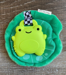 ITSY RITSY Plush Lily Pad Crinkle Sensory Toy with Frog Teether for Baby~Green