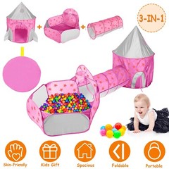Kids Play Tent w/ Big Ball Pit for Babies, Play Tunnel for Toddlers &Pop Up Tent
