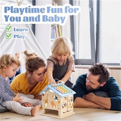 Wooden Activity Cube 8-in-1 Baby Activity Center Montessori Toys for 1 Year Old
