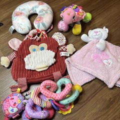 Baby Girl Sensory Soft Pink Toys Toy Lot Rattle Monkey Corduroy Backpack