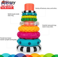 Stacks of Circles Stacking Ring STEM Learning Toy, Age 6+ Months, Multi, 9 Piece