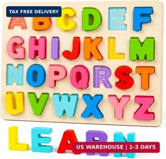 Amor Present Preschool Learning Toys,ABC Wooden Alphabet Puzzle Board for Toddle
