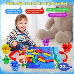 Montessori Toys for 1+ Year Old – 23 PCS Fishing Game Toys with 2 Poles & 15 …