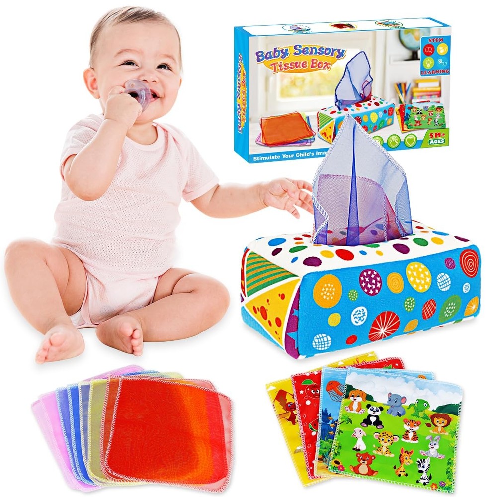 Baby Toys 6 to 12 Months – Baby Tissue Box Toys Montessori Toys for Babies 6-…