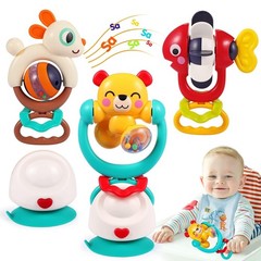 Baby Toys 6-12 Months Infant Toy Set of 3 High Chair Suction Cup Rattle Teeth…