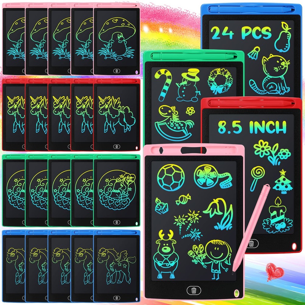 Zhehao 24 Pieces LCD Writing Tablet Doodle Board 8.5 Inch Colorful Reusable S…