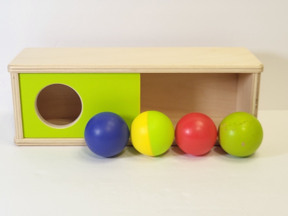 Wooden Sliding Top Box LOVEVERY 4 Balls Included 11-12 Months The Thinker Play