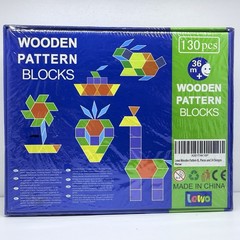 Wooden Pattern Blocks 130 Pieces Education & Development Create Patterns Ages 3+