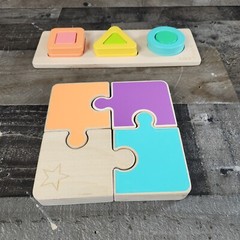 Lovevery Mixed Lot Bundle Realist / Companion Chunky Jigsaw 3D Geo Shape Puzzle