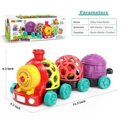 Baby Toy Train, Infant Rattles Car Toys for 6 7 8 9 10 11 12 Month Old Boy