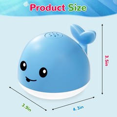 Baby Bath Toys, Light Up Whale Toy 4 inches x 4 x 4 inches, Blue