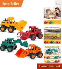 Construction Toys for 3 Old Boys Girls Kids, Friction Powered Construction T…