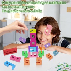Wooden Number Building Blocks, 20Pcs Numbers, 1-10 Building Blocks, Wooden Bl…