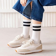 5 Pairs Womens Striped Crew Socks, Cotton Cozy Casual Socks for Women,Breatha…
