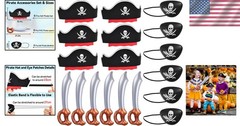 Pirate Costume Kit 18pc Adjustable Kids Adults Halloween Birthday Party Supplies