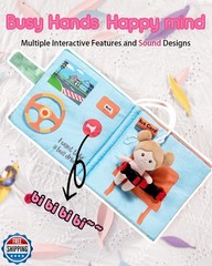 LeyaDoll Interactive Sensory Soft Cloth Book, Educational Crinkle Quiet Activ